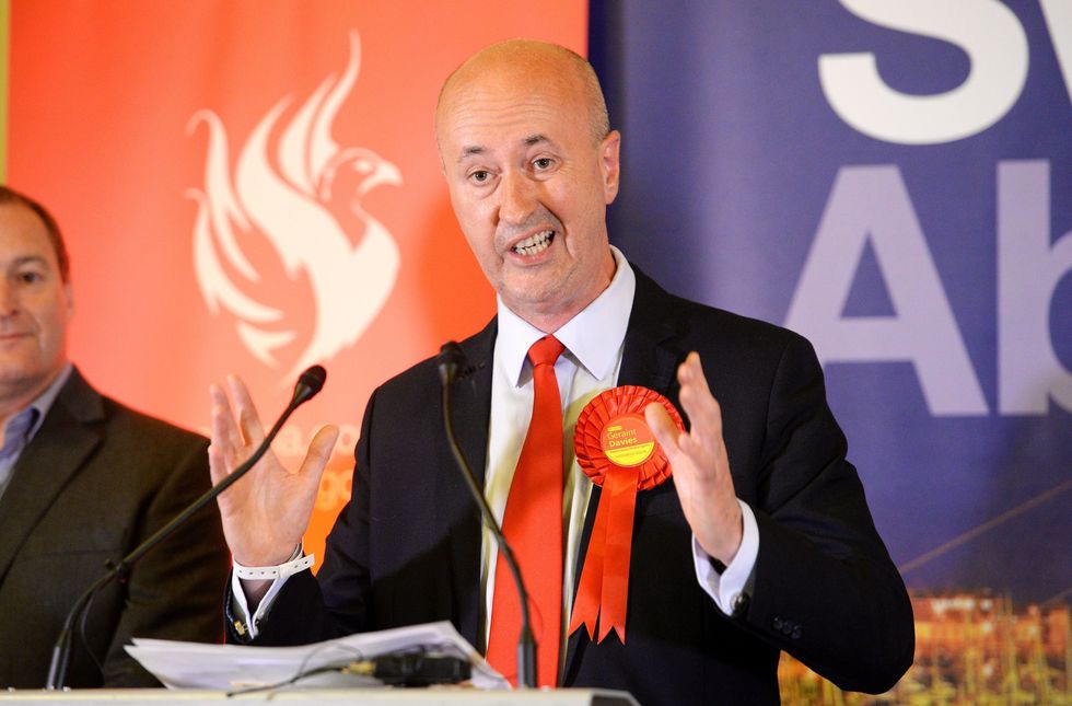 Labour's Geraint Davies speaks after holding his Swansea West seat, at Brangwyn Hall in Swansea