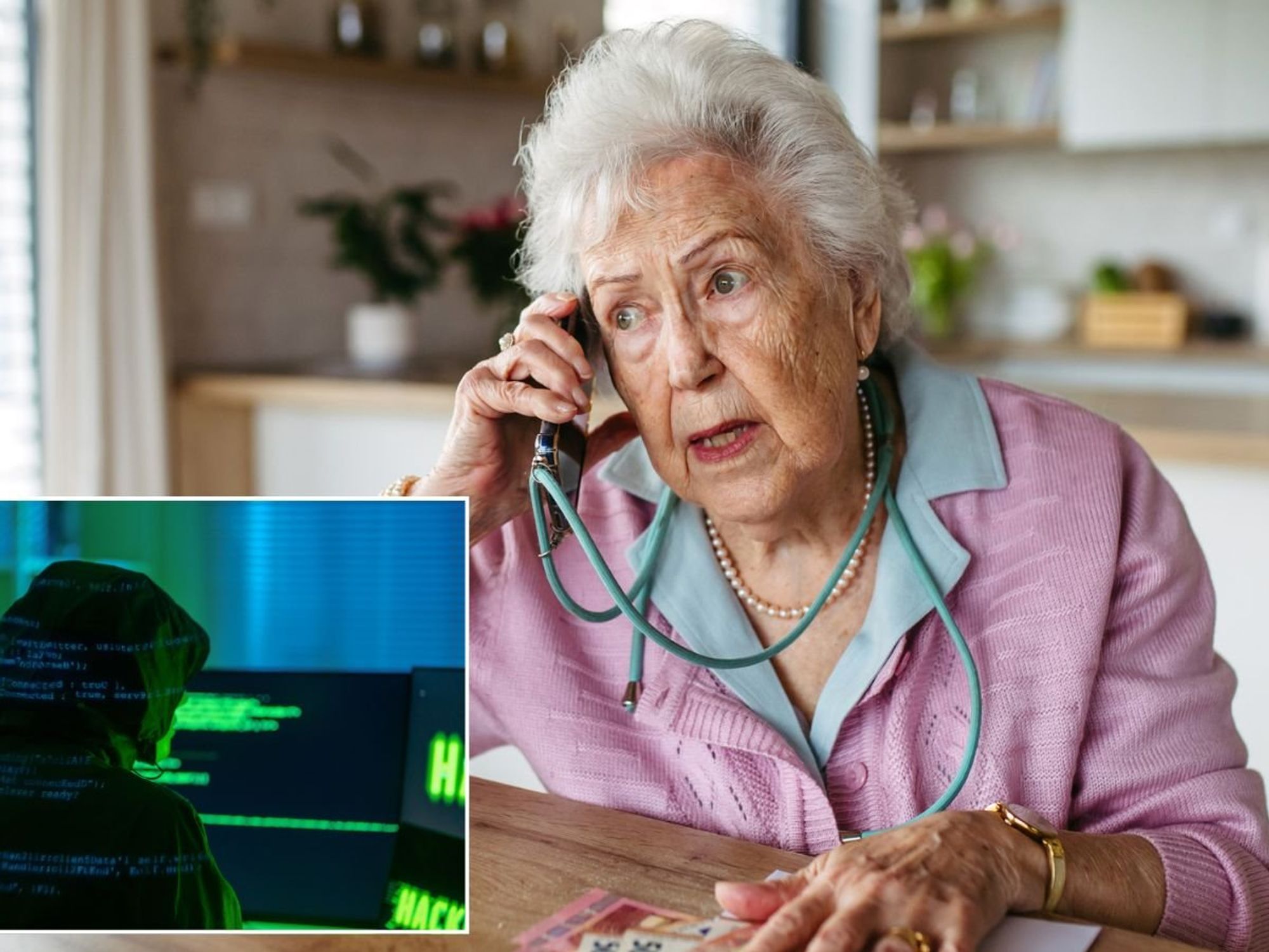 Lady on phone and scammer