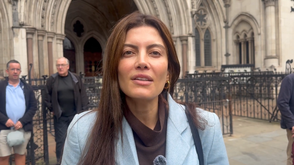 Laila Cunningham speaking outside the High Court