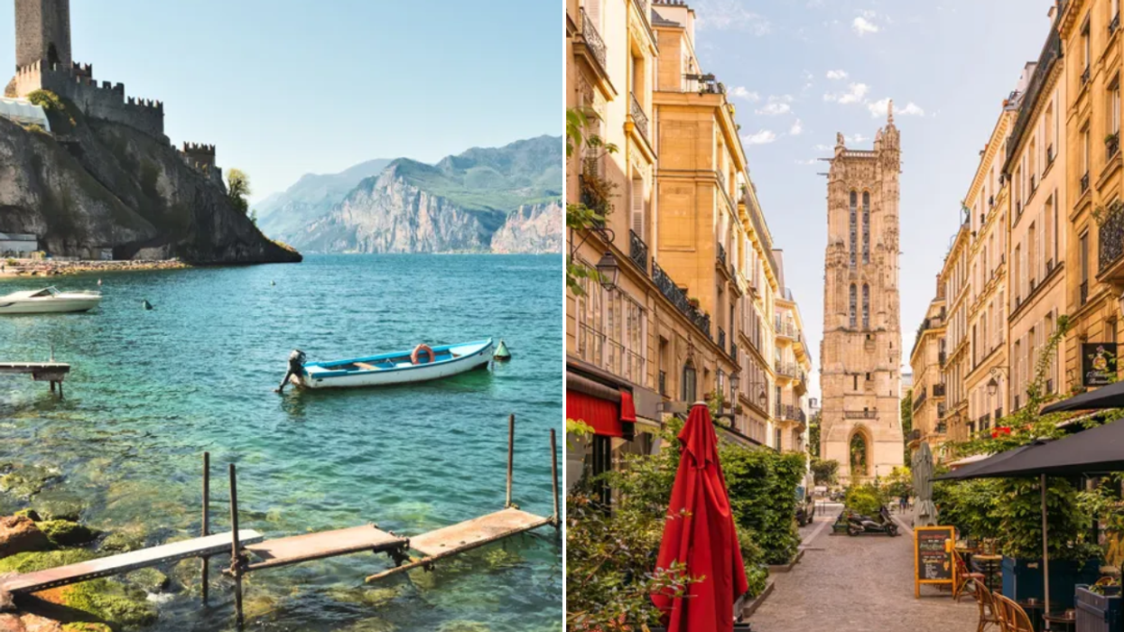 Lake Garda Italy / Street in Paris, France