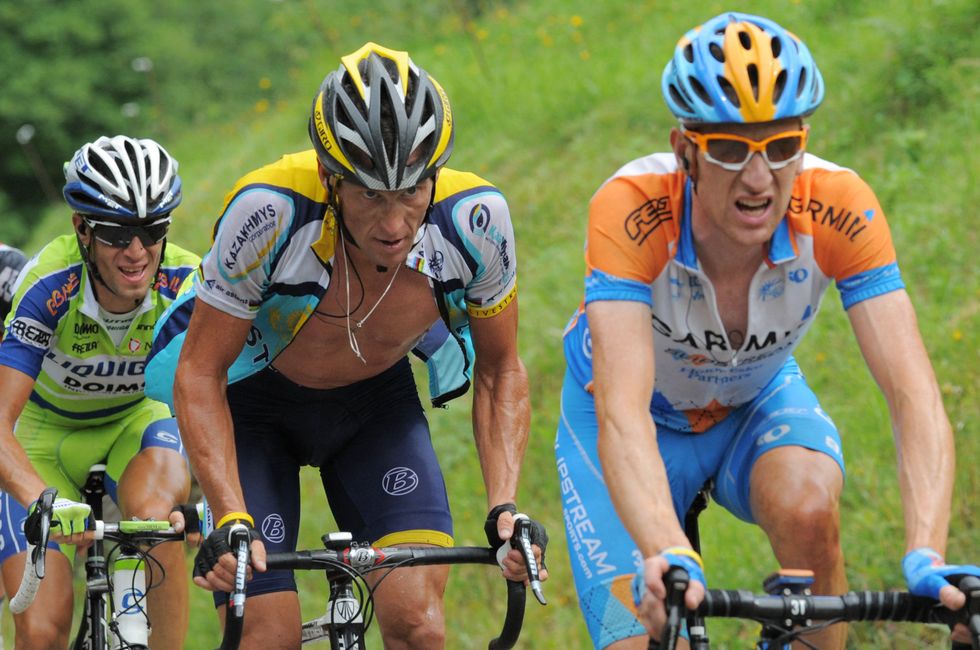 Lance Armstrong and Bradley Wiggins in the 169 km and 17th stage of the 2009 Tour de France