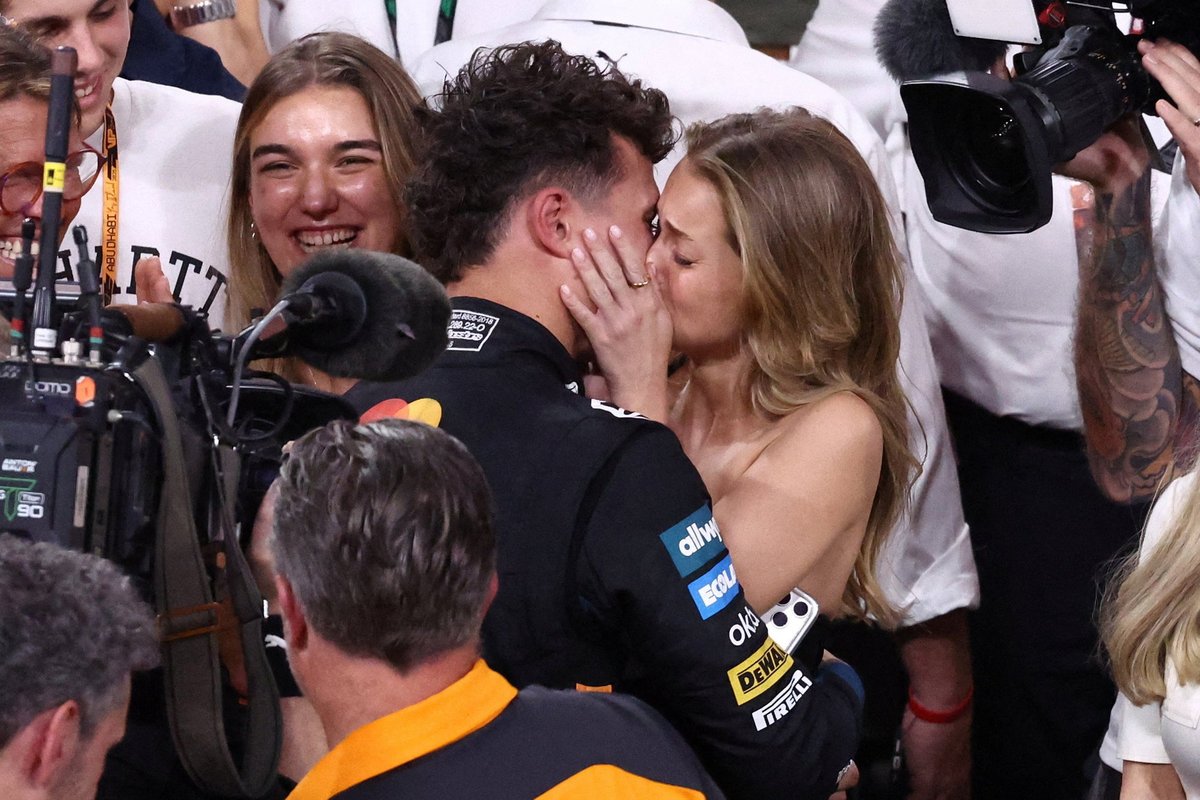Lando Norris and Margarida Corceiro shared an emotional kiss after the F1 star became world champion