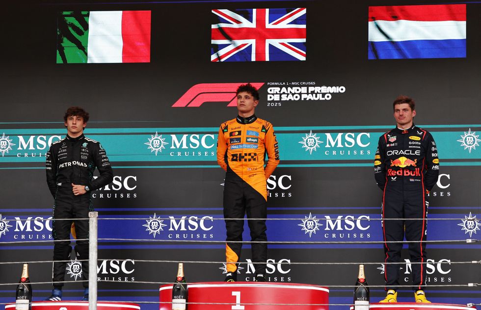 Lando Norris and Max Verstappen on the podium