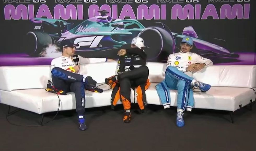 Lando Norris hid his face after Max Verstappen's remark