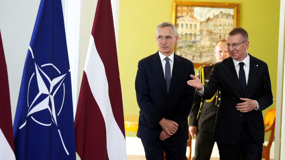 Latvian and Nato flags