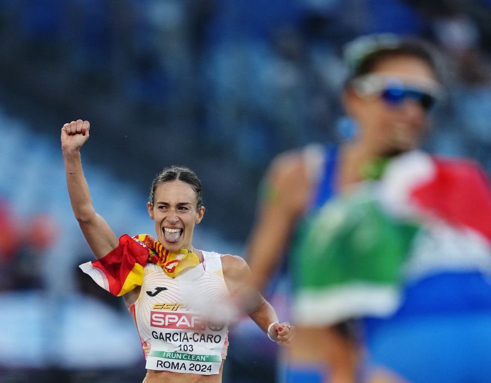 Laura Garcia-Caro was celebrating as she approached the line