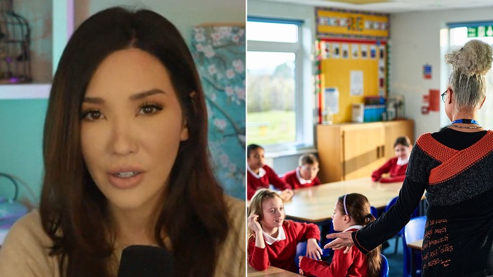 Lauren Chen and stock image of classroom