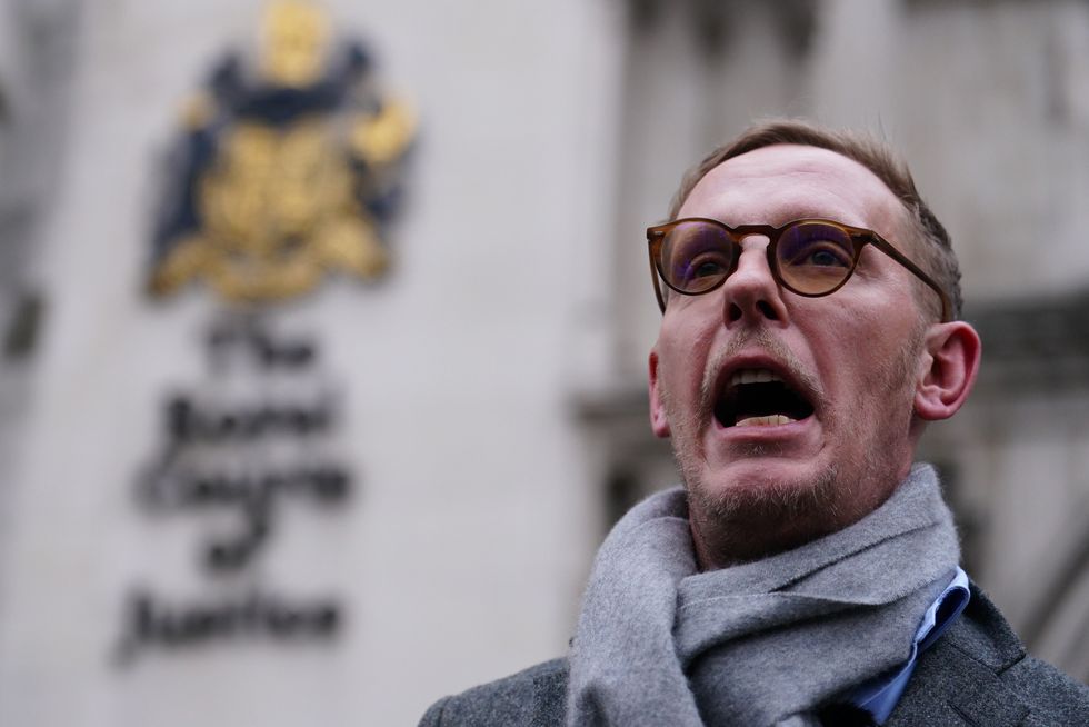 Laurence Fox outside the Royal Courts of Justice