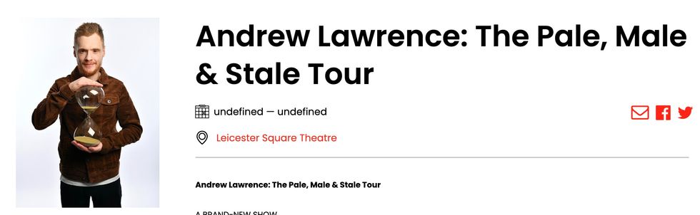 Lawrence's tour date at Leicester Square Theatre has now been taken off sale.