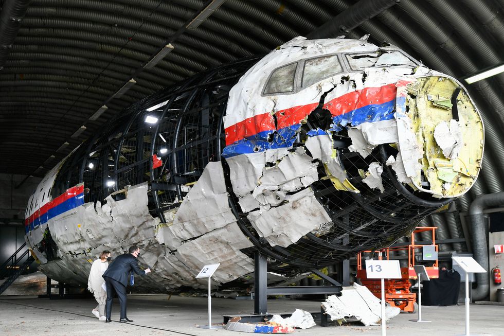Lawyers attend the judges' inspection of the reconstruction of the MH17 wreckage