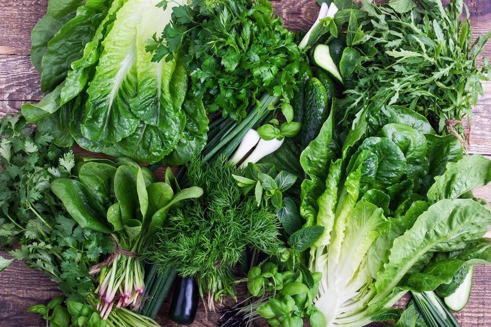 leafy greens on a table