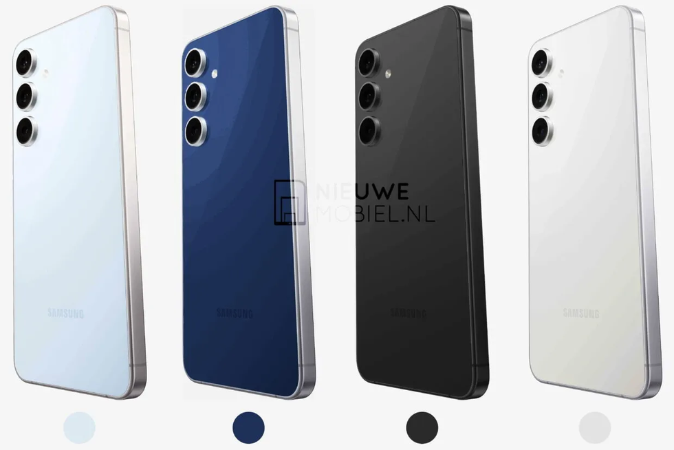 Leaked possible colours of the Samsung Galaxy S25 FE in icy blue, navy, black, and white