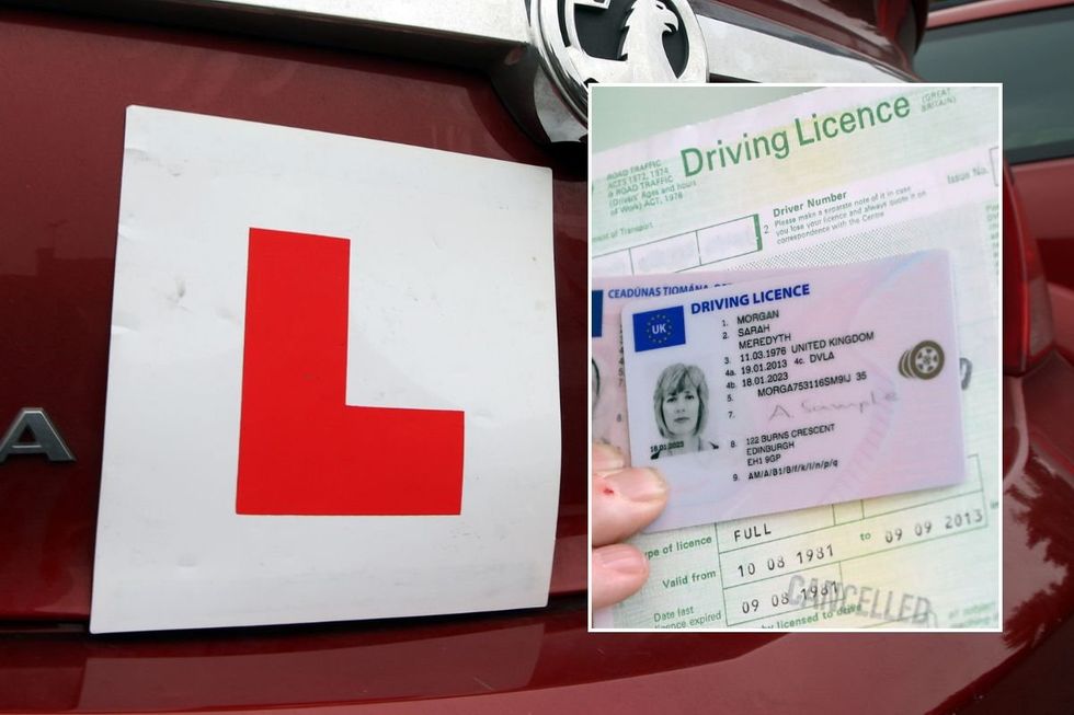 Learner plate and a DVLA driving licence
