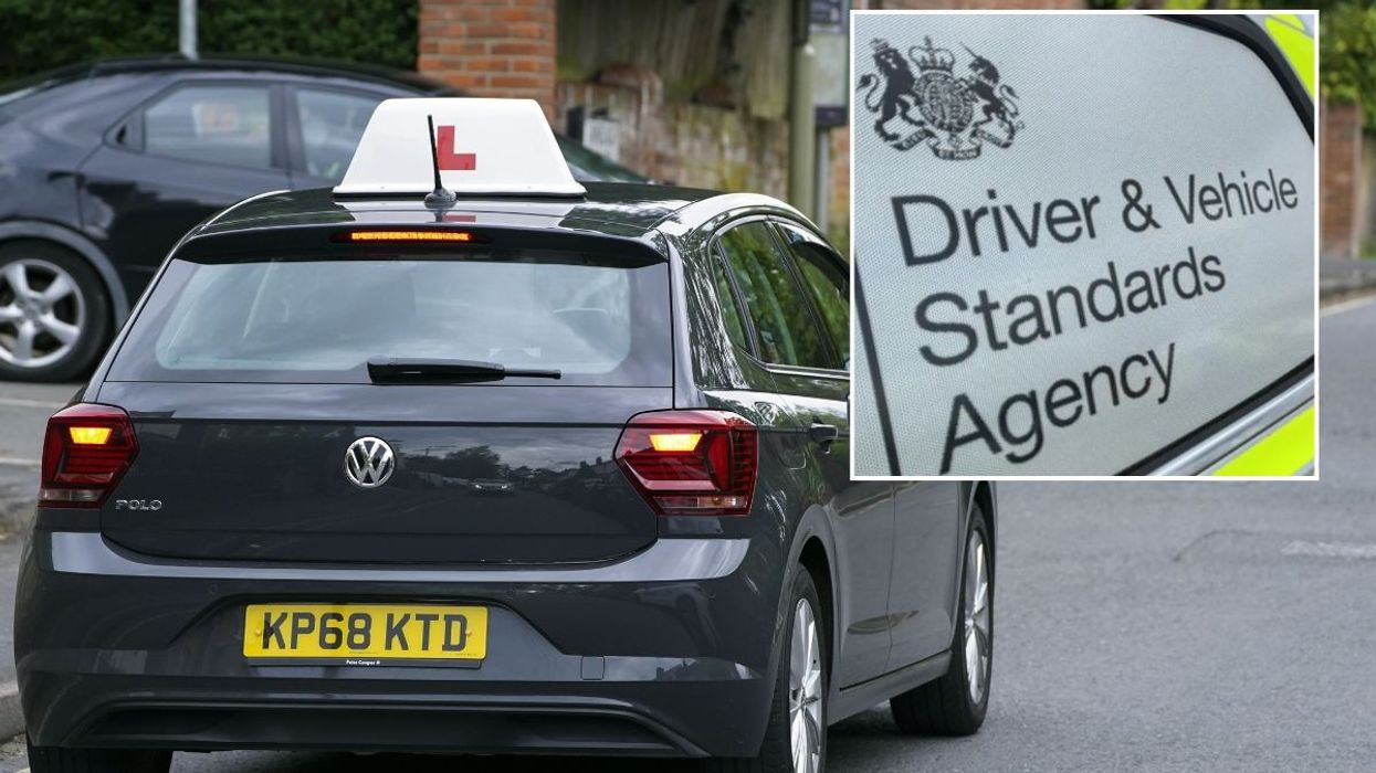 Learner plate vehicle and a DVSA sign
