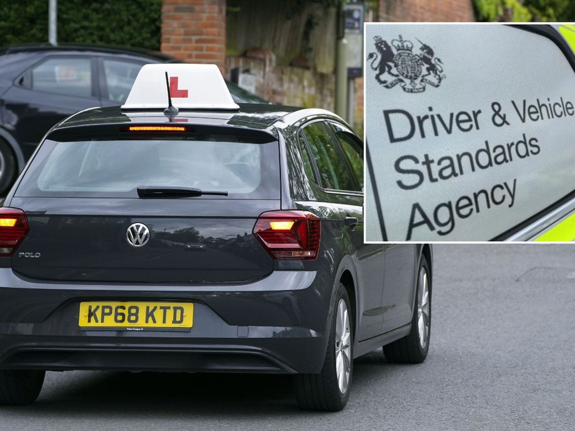 Learner plate vehicle and a DVSA sign