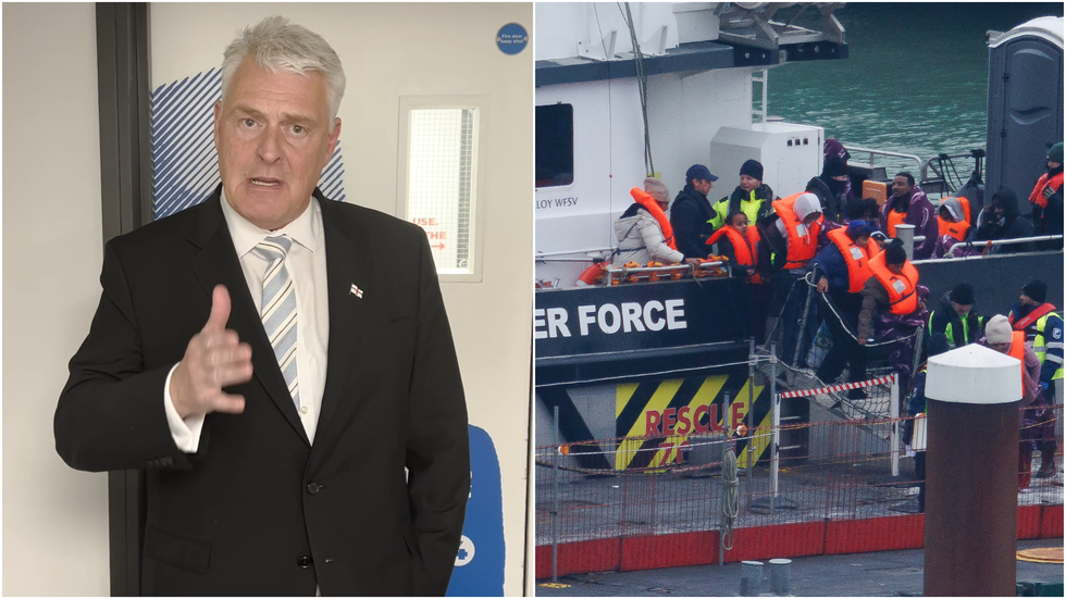 Lee Anderson and migrants in Dover