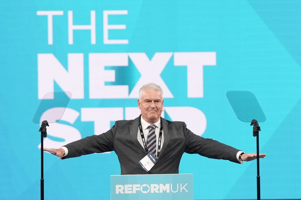 Lee Anderson delivers his speech at Reform UK's annual conference