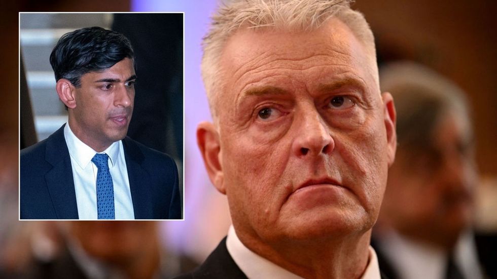 Lee Anderson with inset of Rishi Sunak