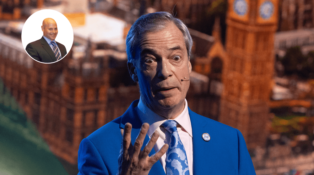 Lee Cohen (left), Nigel Farage (right)