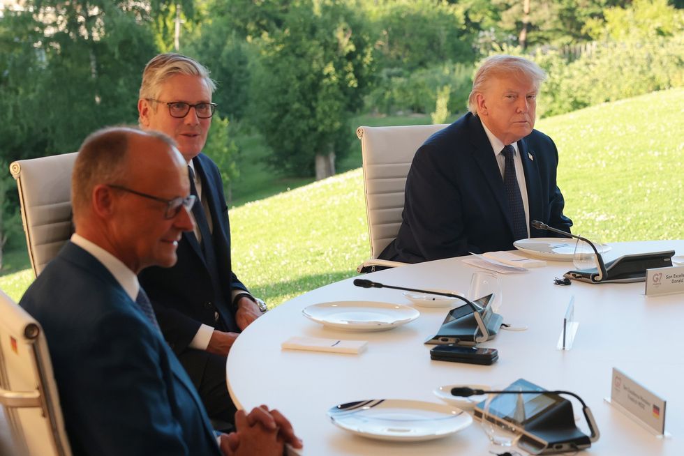 (left to right) Friedrich Merz, Keir Starmer, Donald Trump