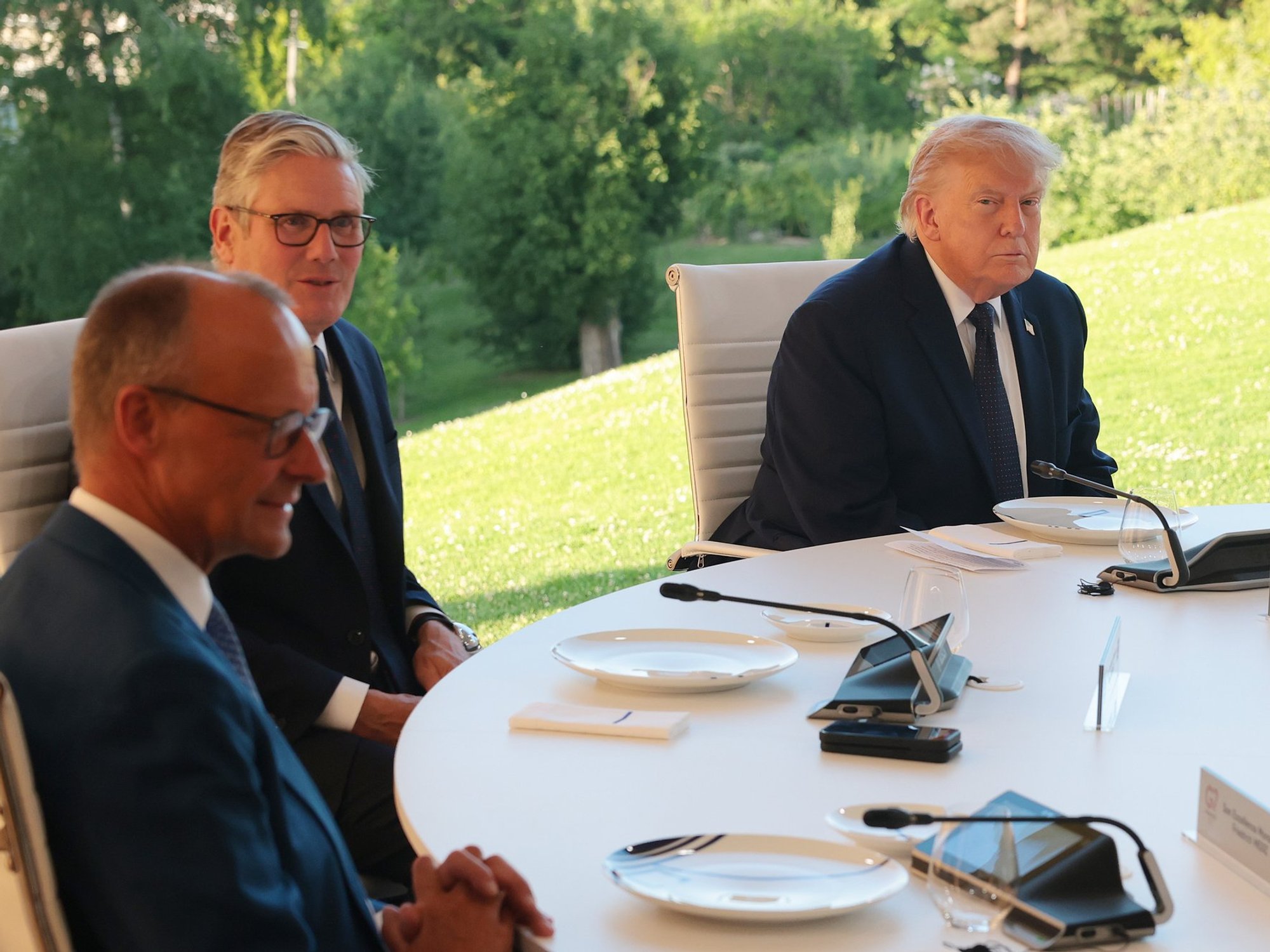 (left to right) Friedrich Merz, Keir Starmer, Donald Trump