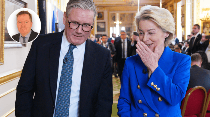 Leigh Evans (left), Keir Starmer (middle), Ursula von der Leyen (right)