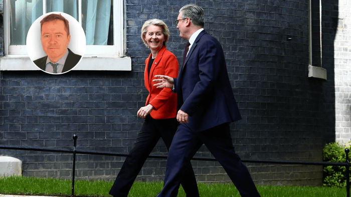 Leigh Evans (left), Ursula von der Leyen (middle), Keir Starmer (right)