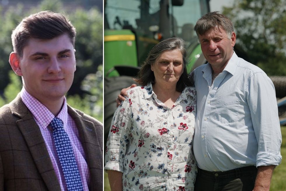 Len Eadon (left) with parents Andy and Lynda (right)