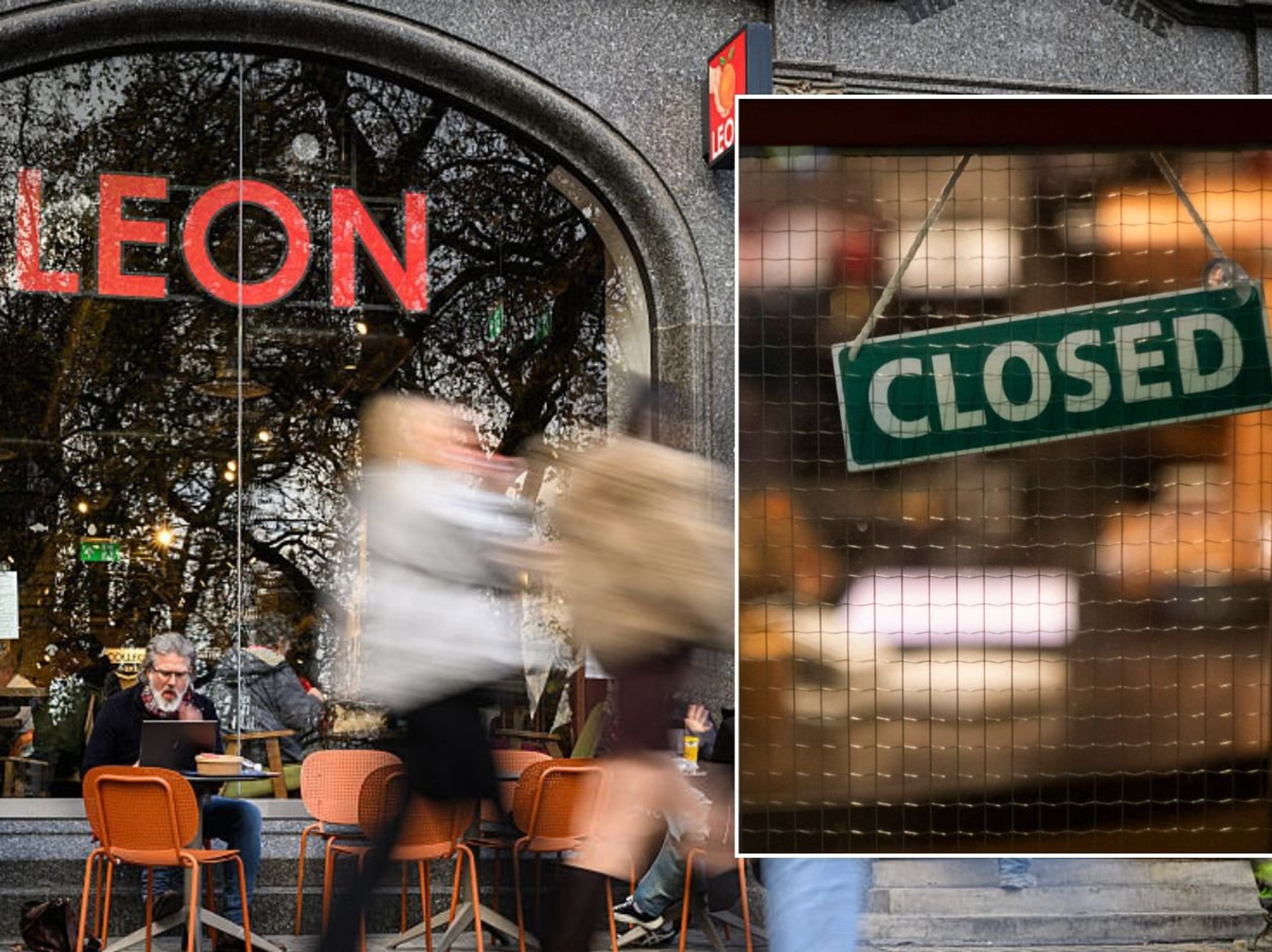 Leon restaurant and closed sign