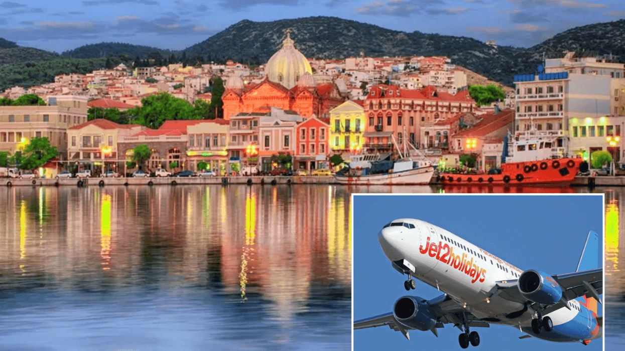 Lesvos, Mytilene's port, Greece / Jet2holidays plane
