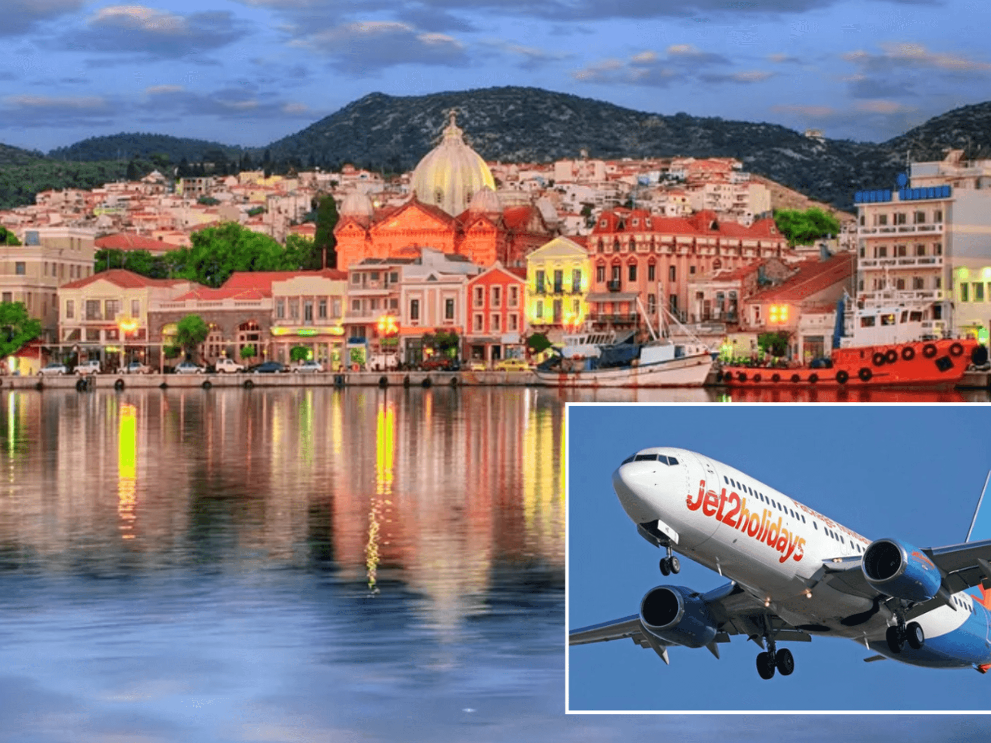 Lesvos, Mytilene's port, Greece / Jet2holidays plane