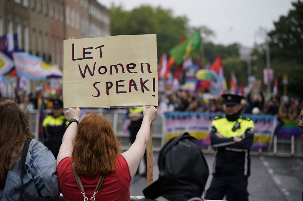 Let Women Speak demonstrators counter-protest a pro transgender rally\u200b