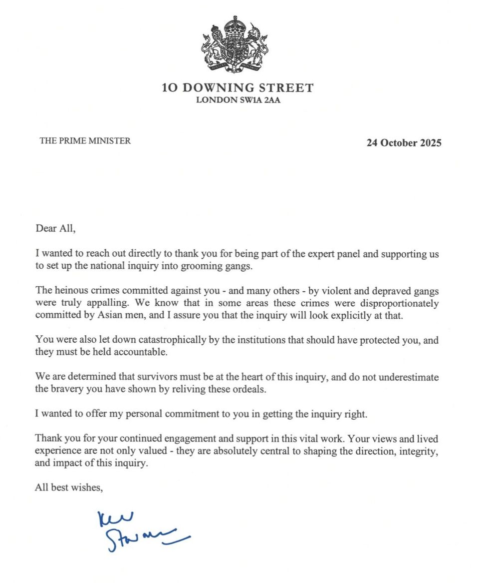 Letter from Keir Starmer