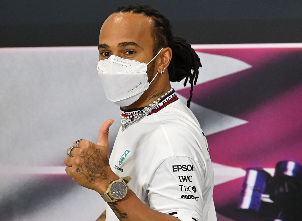 Lewis Hamilton at a Formula One press conference in Qatar