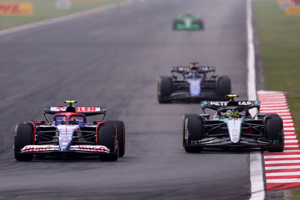 Lewis Hamilton fell behind Yuki Tsunoda at the start