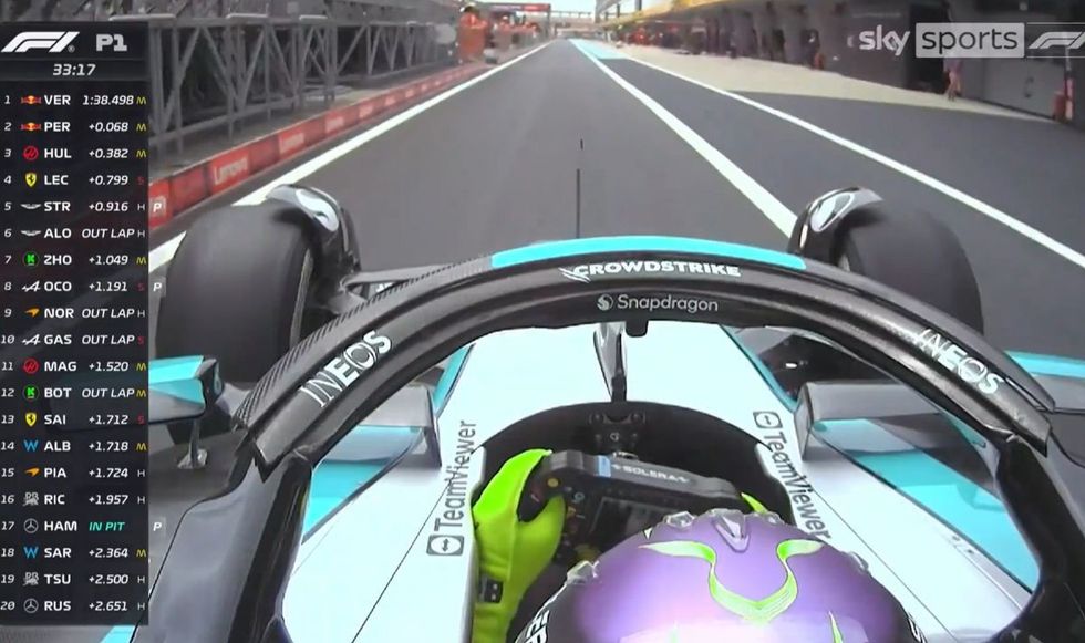 Lewis Hamilton had to run off through the pit lane