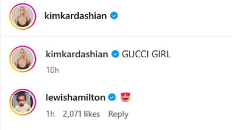 Lewis Hamilton has given the clearest indication yet that his relationship with Kim Kardashian is becoming serious after leaving a heart-eyes emoji beneath her Instagram photographs on Monday