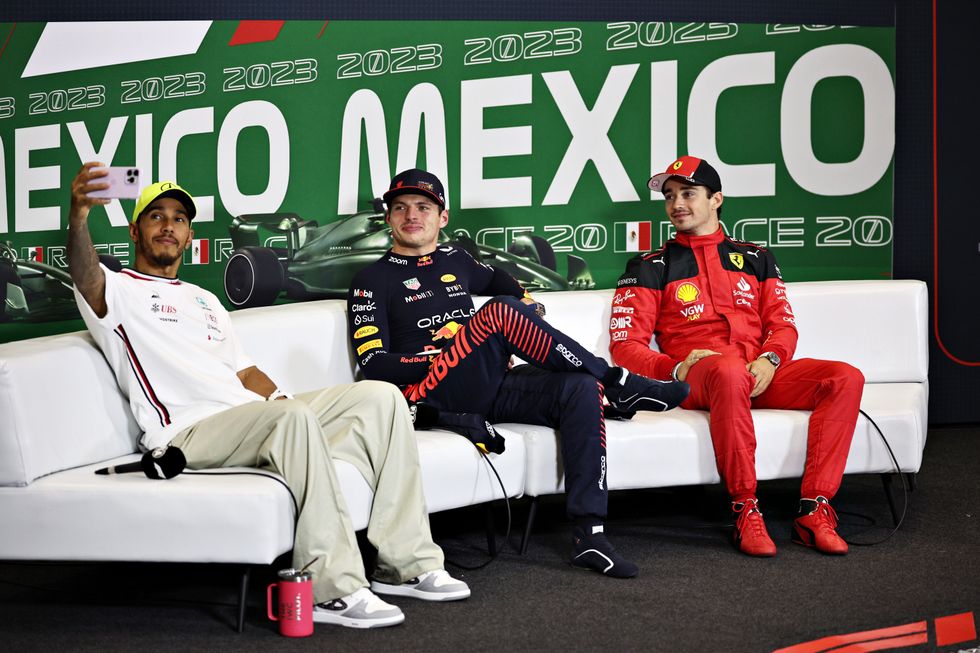 Lewis Hamilton, Max Verstappen and Charles Leclerc
