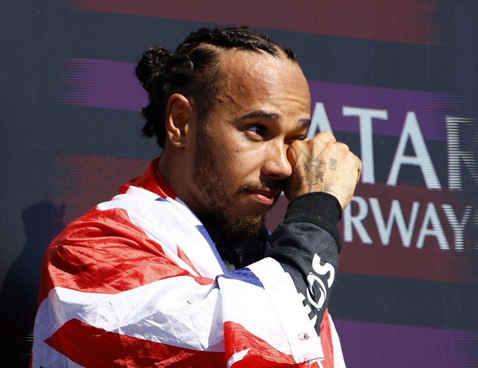 Lewis Hamilton was emotional on the podium