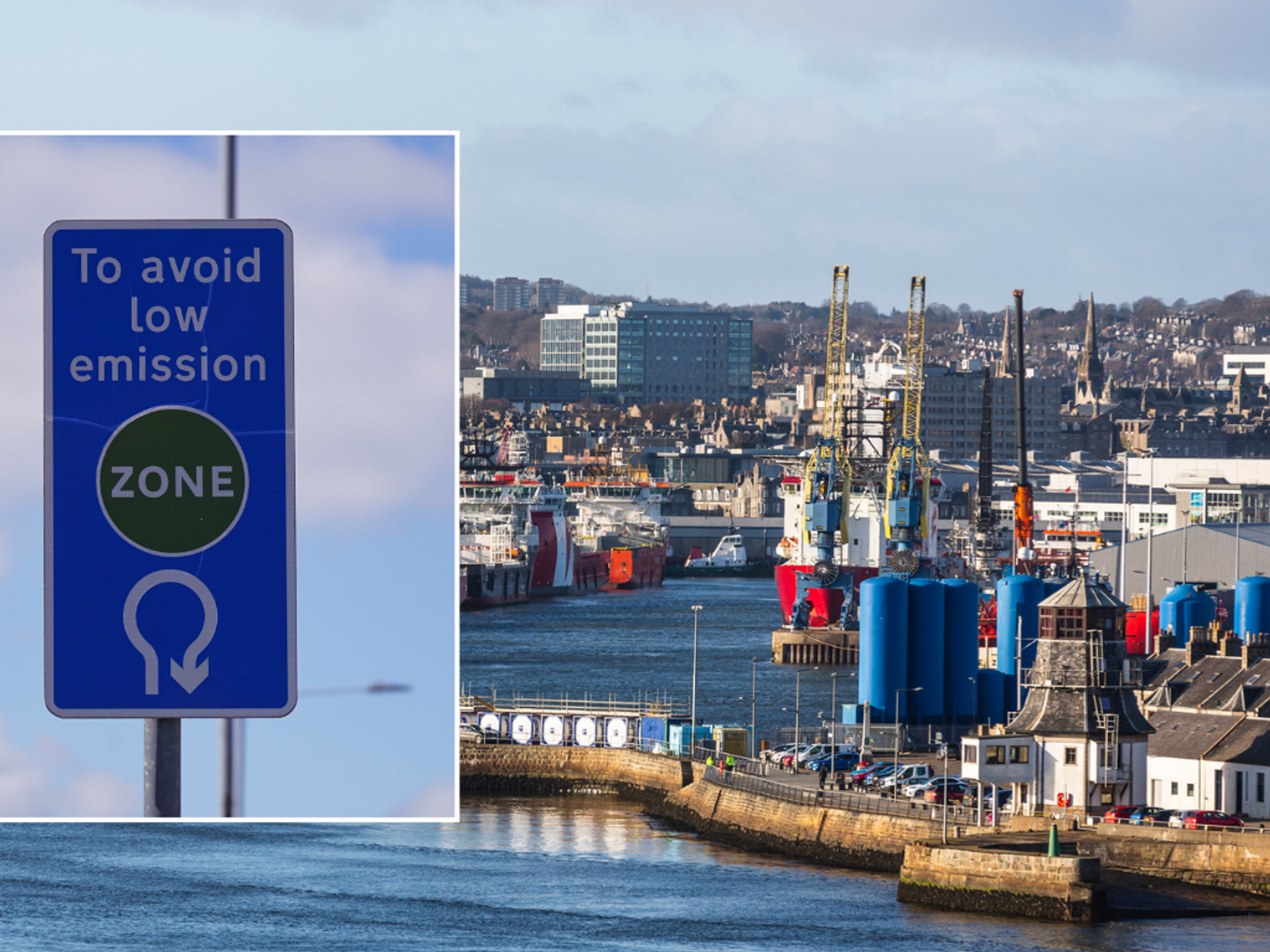 LEZ sign and Aberdeen photo
