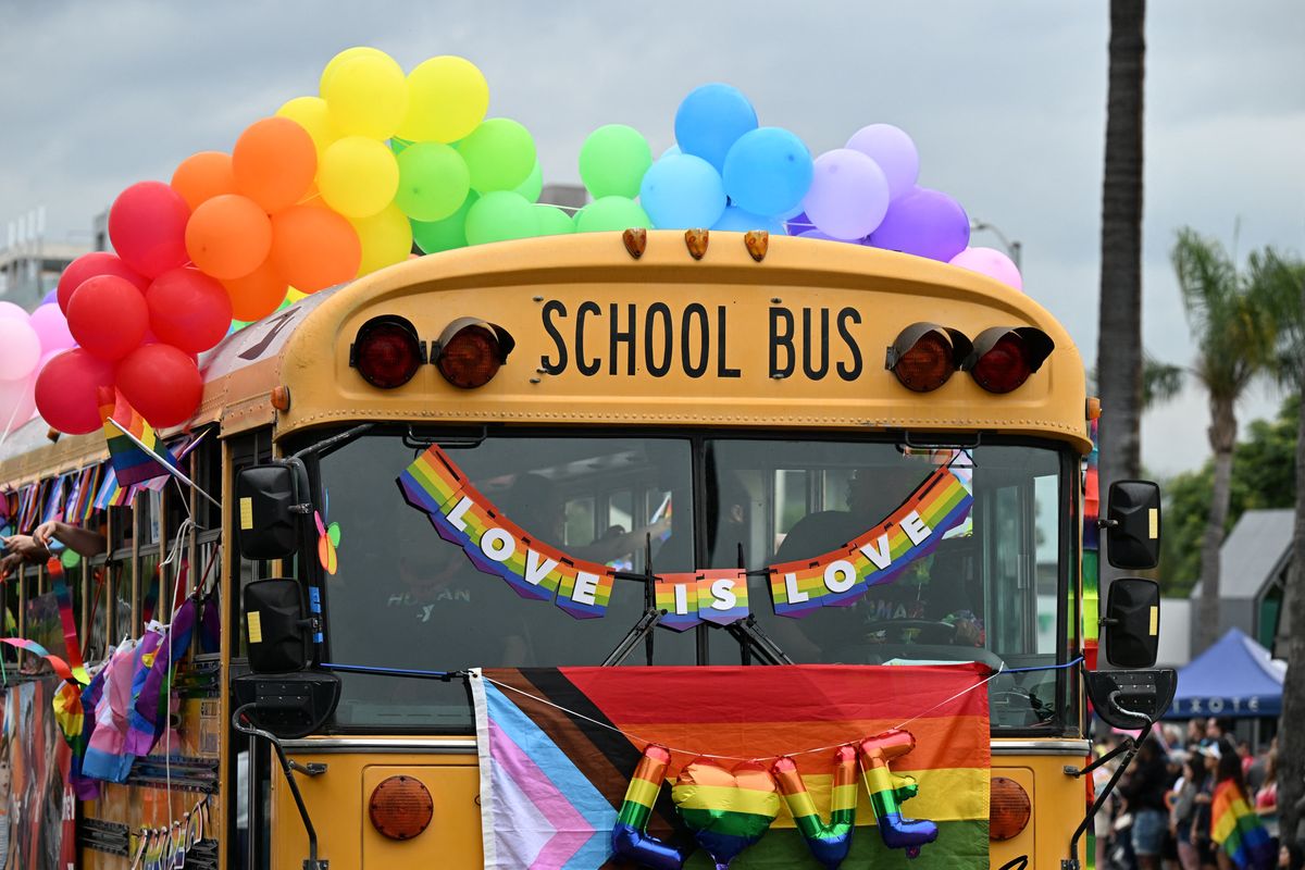 LGBT decorated school bus