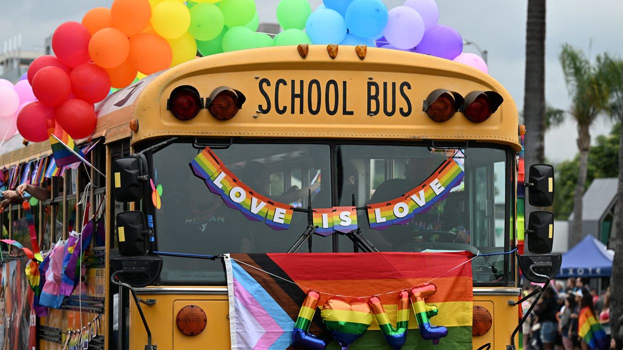 LGBT decorated school bus
