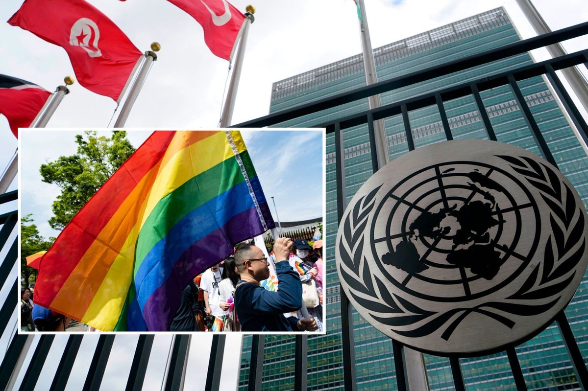 LGBT flag wit UN headquarters 