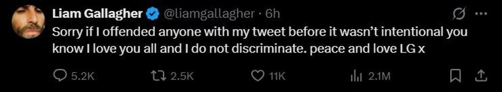 Liam Gallagher apology