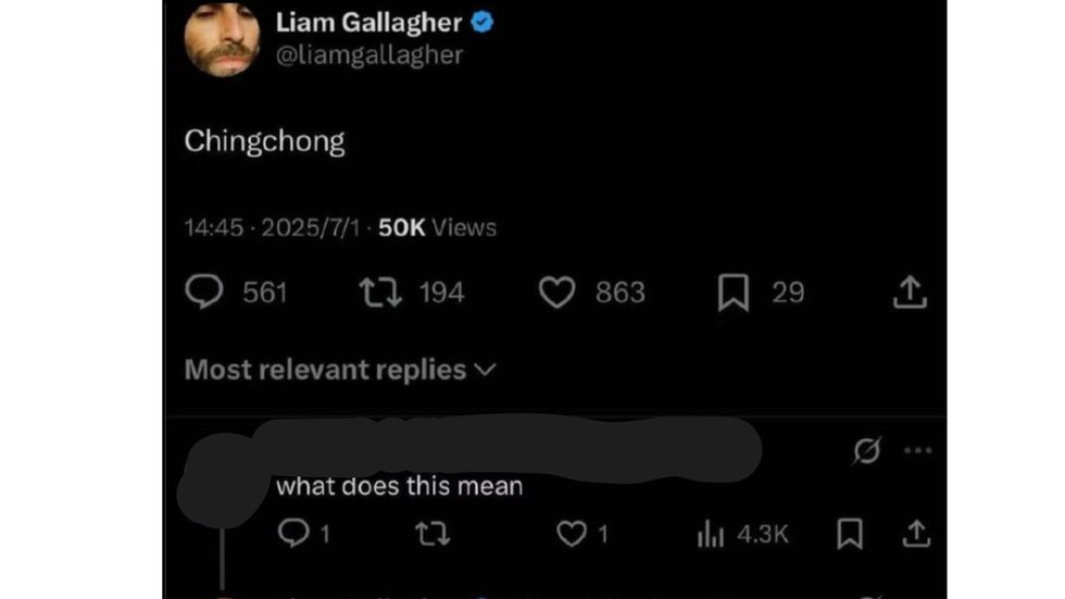 Liam Gallagher X post