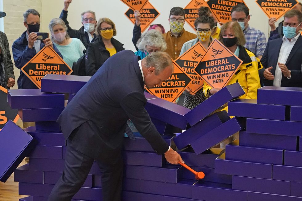 Liberal Democrat leader Ed Davey during a victory rally at Chesham Youth Centre in Chesham, Buckinghamshire, after Sarah Green won the Chesham and Amersham by-election. Picture date: Friday June 18, 2021.