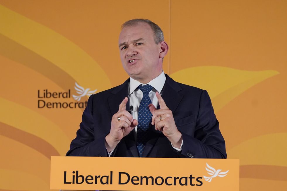 Liberal Democrat leader Sir Ed Davey giving his keynote address at One Canada Square in east London, to his his party's annual Lib Dem conference which is being held virtually this year. Picture date: Sunday September 19, 2021.