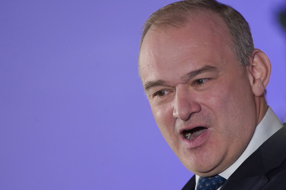 Liberal Democrat leader Sir Ed Davey giving his keynote address at One Canada Square in east London, to his his party's annual Lib Dem conference which is being held virtually this year. Picture date: Sunday September 19, 2021.