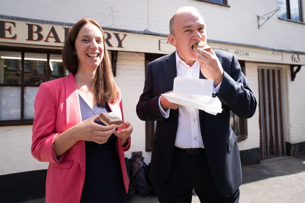 Liberal Democrat leader Sir Ed Davey visits The Cottage Bakery with Mid Bedfordshire by-election candidate Cllr Emma Holland-Lindsay