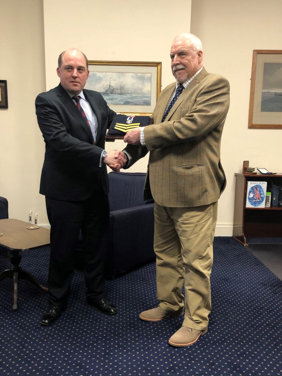 Liberty of Falklands veteran Joe Ousalice (right) with former Defence Secretary Ben Wallace